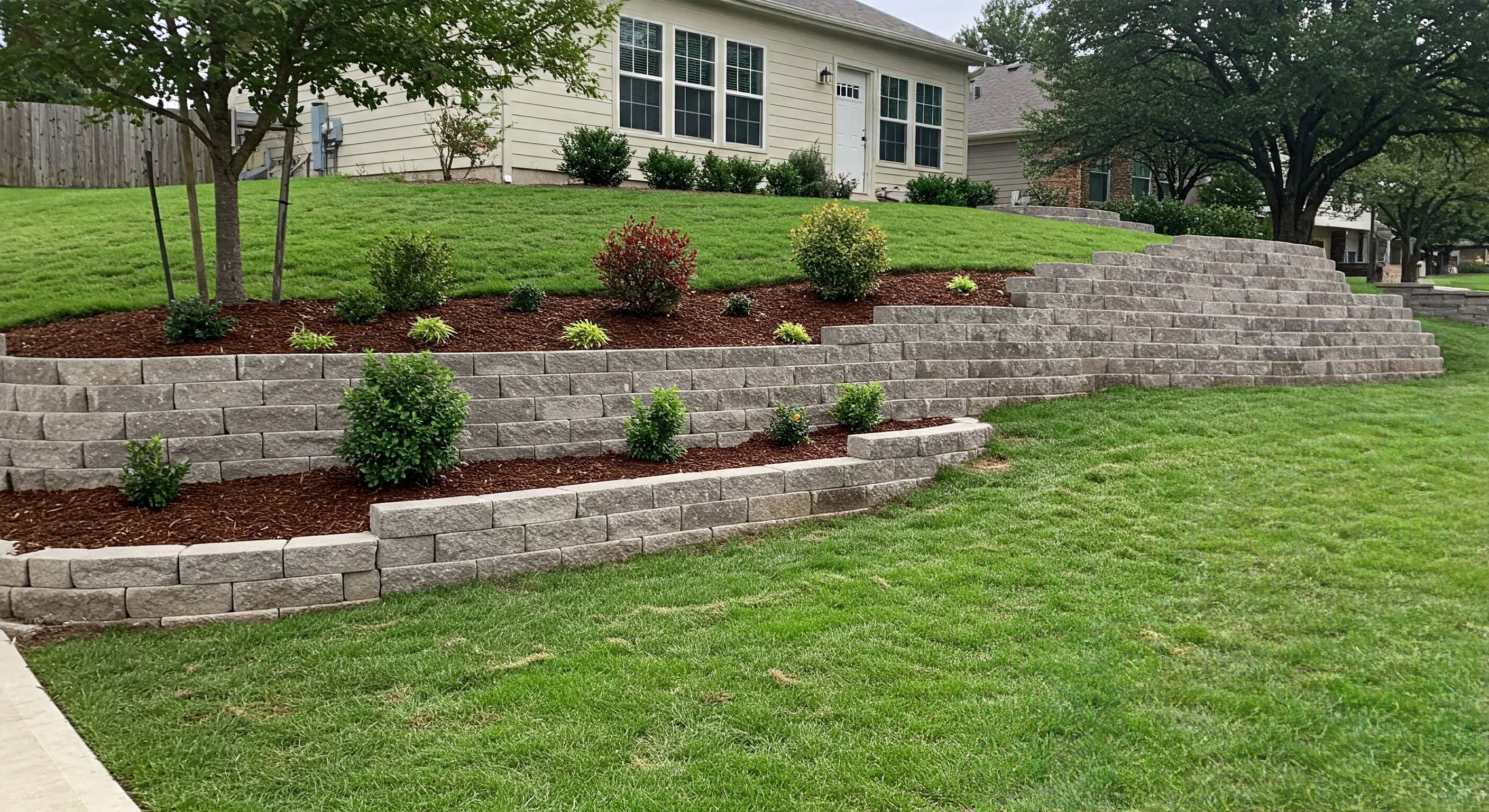 Stone retaining wall